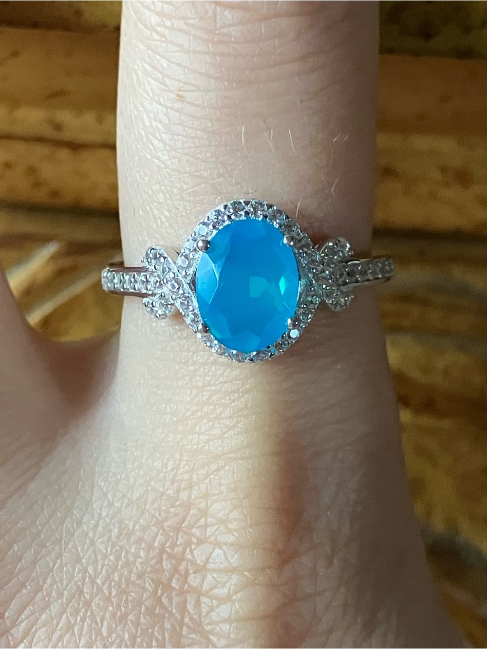 Blue Ethiopian Opal Sterling Silver Ring Size 9